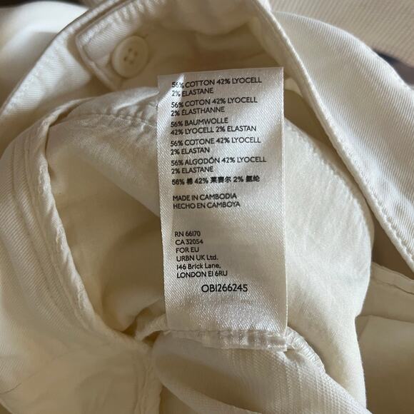 Maeve by Anthropologie Pleated Cropped Aston Pants Wide Leg in Ivory sz. 8 - Picture 8 of 11